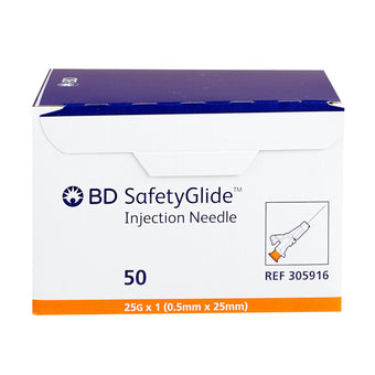 compare product 25G x 1 in. BD SafetyGlide Needle only 50 each/box, 10 box/case BD 305916