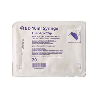 compare product 20 mL BD Luer-Lok™ Syringe bulk sterile Pharmacy Convenience Tray 10/box 12 box/ case 305617