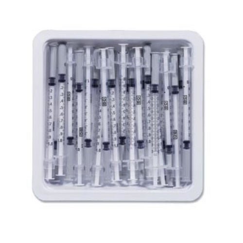 BD 1 mL allergist tray with 27 - G x 1/2 - in permanently attached needle (regular bevel), 25 each/pack, 305950 - A Medi Supplies