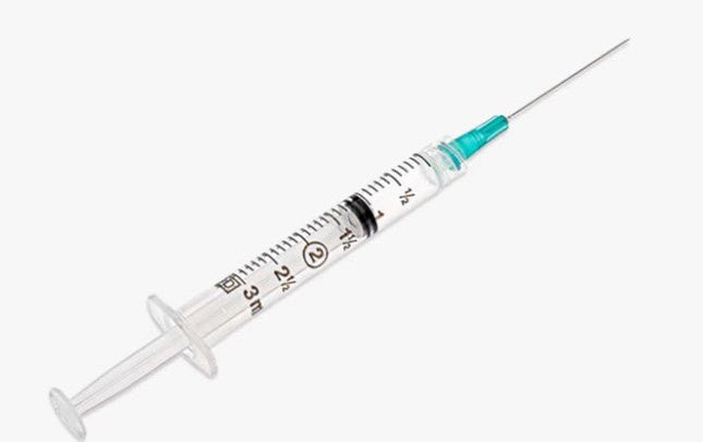 BD 3 mL Luer - Lok™ Syringe with attached needle 23 G x 1 - 1/2 in., 800 / Case, 309589 - A Medi Supplies