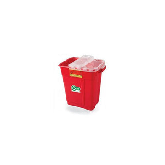 compare product BD Sharps Collector, 19GL, XL, Clear Top, Red Base, Height 14.75