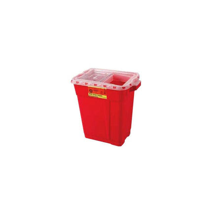 BD Sharps Collector, Hinged Top with Gasket, XL, 9GL, Height 18.5", L 17.75" x W 11.75", Clear Top, Red Base, 8 each/case, 305601 - A Medi Supplies