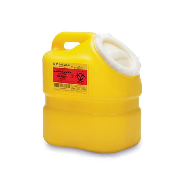 BD Sharps Collector, Nestable, Vertical Entry, 22.7L, Clear Top, Yellow Base, 1 each, 300434 - A Medi Supplies