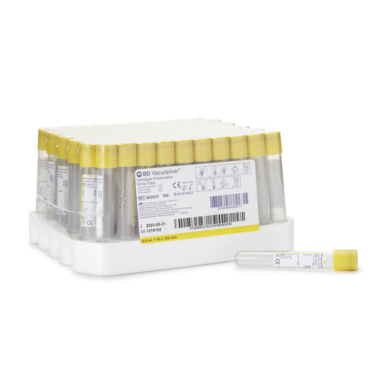 BD Vacutainer® Plus urinalysis tubes, 8mL, L100mm, OD 16mm, 100 each/box, 10 box/case, 365017 - A Medi Supplies