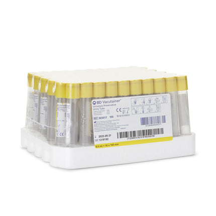 BD Vacutainer® Plus urinalysis tubes, 8mL, L100mm, OD 16mm, 100 each/box, 10 box/case, 365017 - A Medi Supplies
