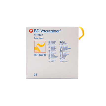 BD Vacutainer® Stretch Tourniquet, Latex - Free, 18" x 1" (2.5 cm x 46 cm), Dispenser Box, 25 each/box, 367209 - A Medi Supplies