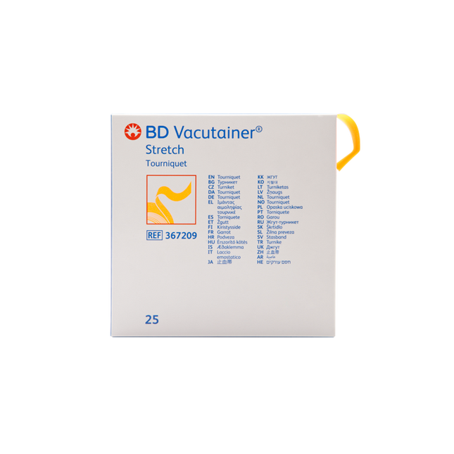 BD Vacutainer® Stretch Tourniquet, Latex-Free, 18" x 1" (2.5 cm x 46 cm), Dispenser Box, 25 each/box, 367209