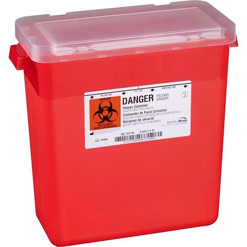 Bemis Health Care Sentinel™ Sharps Container, W6 - 7/8" x L13 - 7/8" x H13 - 1/2" 3GL, Red, 12 each/case, 303 - 030 - A Medi Supplies