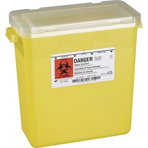 Bemis Health Care Sentinel® Sharps Container, W6 - 7/8" x L13 - 7/8" x H13 - 1/2" 3GL, Yellow, 12 each/case, 303 - 040 - A Medi Supplies