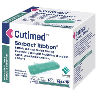 compare product BSN Medical Cutimed Sorbact Ribbon 2X50CM 20 each/box 72166-11 / 7216611