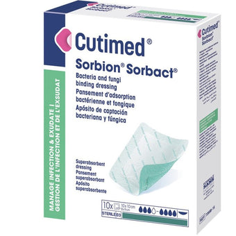 compare product BSN Medical Cutimed® Sorbion® Sorbact® Dressing 10X10CM 10 each/box 72698-16 / 7269816
