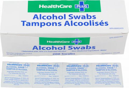 Canadian Custom Packaging HealthCare Plus Alcohol Swab, 200 each/box, HAS200 - A Medi Supplies