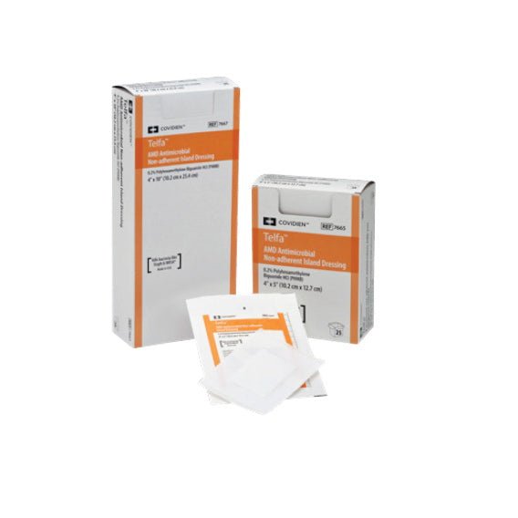 Telfa™ AMD Non - Adherent Island Dressing, Antimicrobial, Sterile 25 each/tray - A Medi Supplies