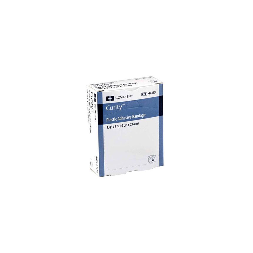 Curity™ Plastic Adhesive Bandage 0.75" x 3", 50 each/box, 72 box/case 44113 - A Medi Supplies