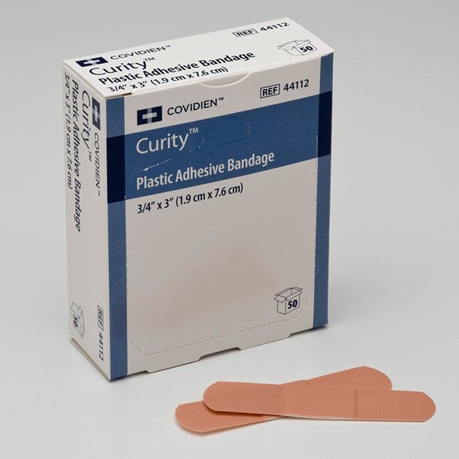 Curity™ Plastic Adhesive Bandage 3/4X3" 50 each/box, 24 box/case 44112 - A Medi Supplies