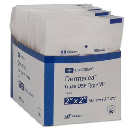 Cardinal Health Dermacea™ USP Type VII Gauze Sponges, 8 ply, 2" x 2", 2 each/pack, 50 pack/box, 30 box/case, 441204 - A Medi Supplies