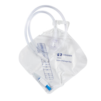compare product Cardinal Health Dover™ Urine Drainage Bag, Needle Sampling, Anti-Reflux Chamber, Drain Tube, Poly Bag, 2000 mL, 1 each, 3512