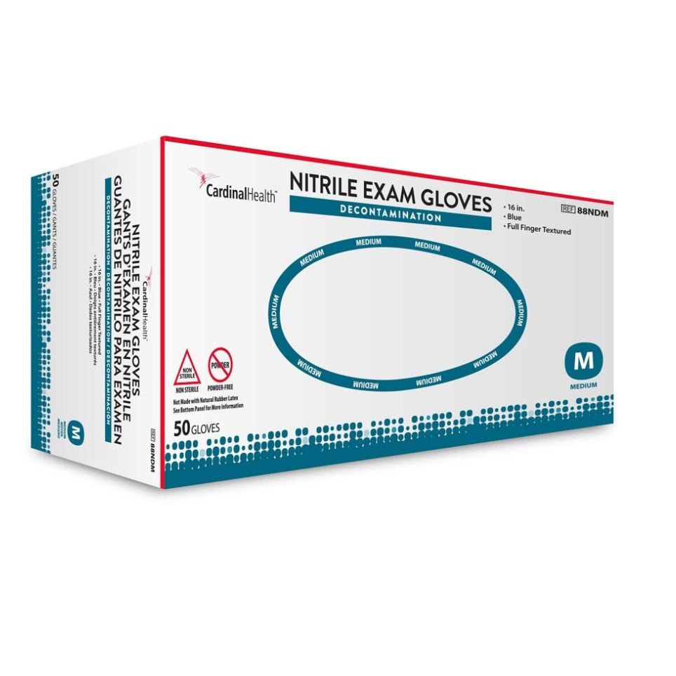 Cardinal Health Exam Gloves Nitrile Decontamination Medium 16in Extended Length, 50 each/box, 88NDM - A Medi Supplies