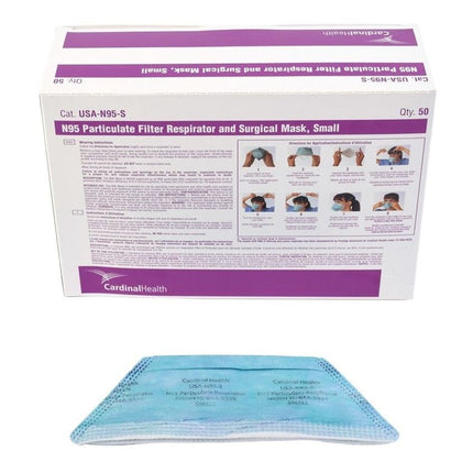 Cardinal Health™ Flat Fold N95 Respirator and Surgical Mask, Small 50 each/box, USA - N95 - S - A Medi Supplies