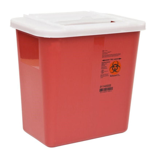 Cardinal Health Monoject™ Multi - Purpose Sharps Containers with Sliding Lid, 2GL, Height 10.25", Red, 20 each/case, 31142222 - A Medi Supplies