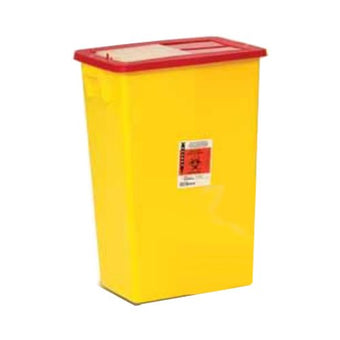 compare product Cardinal Health Monoject™ PGII Rated Large Volume Sharps Container with Sliding and Sealing Gasket Lid, Yellow, 18GL, Height 26