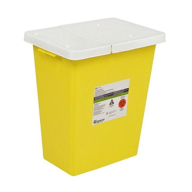 Cardinal Health SharpSafety™ Chemotherapy Container, Hinged Lid, Yellow, 2 Gallon, 1 each, 8982 - A Medi Supplies