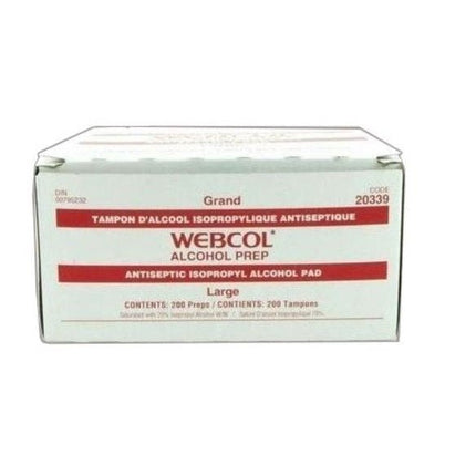 Cardinal Health Webcol™ Alcohol Prep Pad, Two - Ply Sterile, Large 200 each/box, 20339 - A Medi Supplies