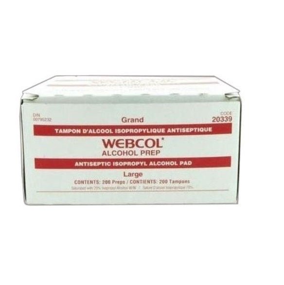 Cardinal Health Webcol™ Alcohol Prep Pad, Two - Ply Sterile, Large 200 each/box, 20339 - A Medi Supplies