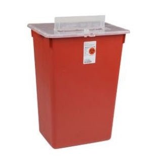 compare product Cardinal Health Monoject™ Large Volume Sharps Container with Split Lid Sharps Port, 10GL, Red, 6 each/case, 31143665