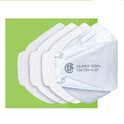 CANADAMASQ Q100 Ear Loop, Flat-fold Style CA N95 Respirator Mask  XS 10 each/pack,  CMQX4W