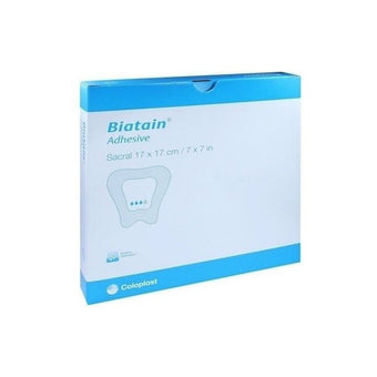 compare product Coloplast Biatain® Foam Dressing, Adhesive, Sacral, W17cm X L17cm 5 each/box, 3483