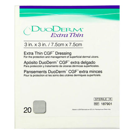 Convatec DuoDERM® Hydrocolloid Dressing, Extra Thin, Square, 3" x 3" 20 each/box 187901