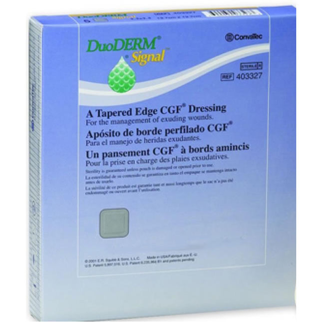 Convatec DuoDERM Signal® Dressing, Polymer, Square, 5-1/2" x 5-1/2" 5 each/box 403327