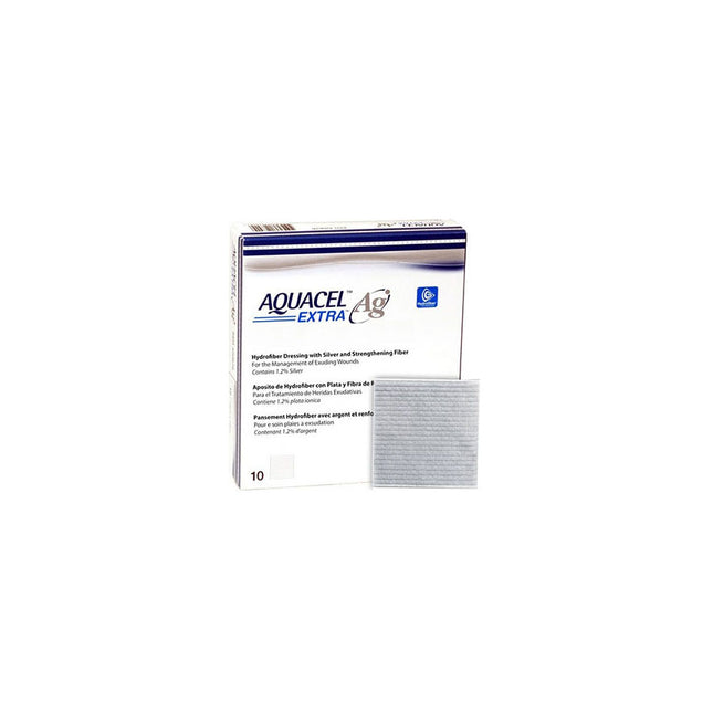 Convatec AQUACEL® Ag+ Extra™ Wound Dressing, W4" x L4" 10 each/box 413567
