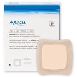 Aquacel Adhesive Foam Hydrofiber Dressing 10cmx10cm (4"X4") Sterile, 10/Box, 420680 - A Medi Supplies