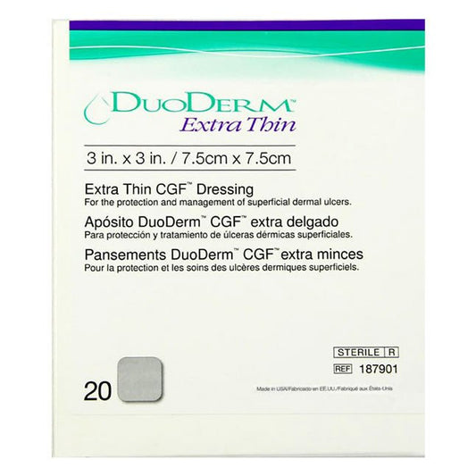 Convatec DuoDERM® Hydrocolloid Dressing, Extra Thin, Square, 3" x 3" 20 each/box 187901 - A Medi Supplies
