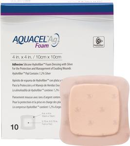 Foam Dressing With Silver Aquacel Ag Extra 10cmx10cm(4"X4") Sterile, 10/Box, 420681 - A Medi Supplies