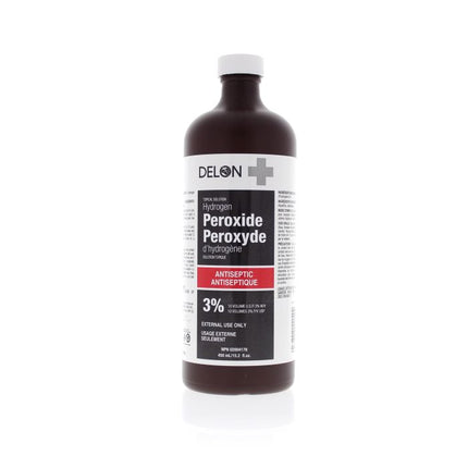 Delon Hydrogen Peroxide, 3%, 473 mL, Bottle, 12/Case, D210R - A Medi Supplies