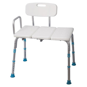 compare product Drive Medical Adjustable Bath and Shower Transfer Bench with Reversible Backrest, Off White, 1 Each, 770-406