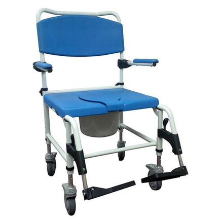 Drive Medical Aluminum Bariatric Rehab Shower Commode Chair with Two Rear - Locking Casters, 1 Each, NRS185008 - A Medi Supplies