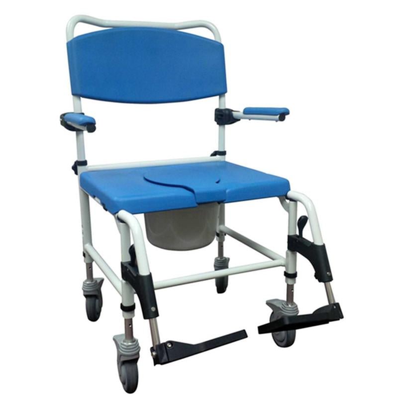 Drive Medical Aluminum Bariatric Rehab Shower Commode Chair with Two Rear - Locking Casters, 1 Each, NRS185008 - A Medi Supplies