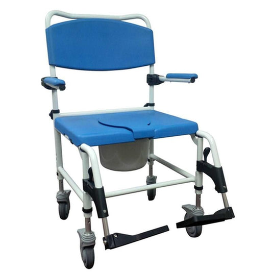 Drive Medical Aluminum Bariatric Rehab Shower Commode Chair with Two Rear - Locking Casters, 1 Each, NRS185008 - A Medi Supplies