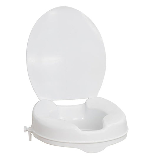 Drive Medical Aquasense 4" Elongated Raised Toilet Seat W/ Lid (300lbs Cap.) Plastic Tool - free, 1 Each, 770 - 629 - A Medi Supplies