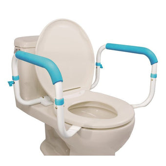 compare product Drive Medical Aquasense Toilet Safety Rail Steel Frame W/ Padded Adjustable Arms (15 1/2 - 18