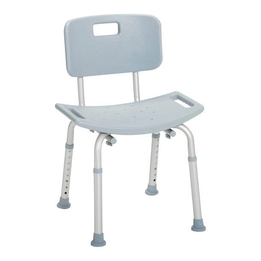 Drive Medical Bathroom Safety Shower Tub Bench Chair with Back, Grey, 1 Each, RTL12202KDR - A Medi Supplies