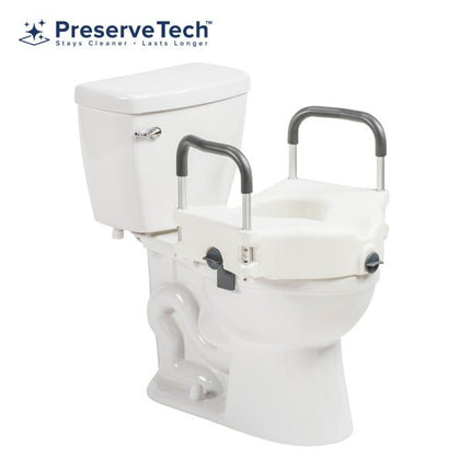 Drive Medical Preservetech Secure - lock Raised Toilet Seat W/ Armrests 17 1/2" X 20" X 5" Contoured (350lbs), 1 Each, RTL12C003 - WH - A Medi Supplies