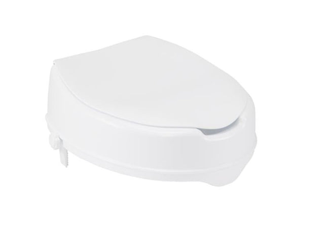 Drive Medical Raised Toilet Seat with Lock and Lid, Standard Seat, 4" , 12065 - A Medi Supplies