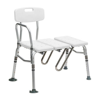 compare product Drive Medical Splash Defense Transfer Bench W/ Curtain Guard U-shape Cut-out 16x28 Plastic Seat & Back, Revers, 1 Each, 12032KDR
