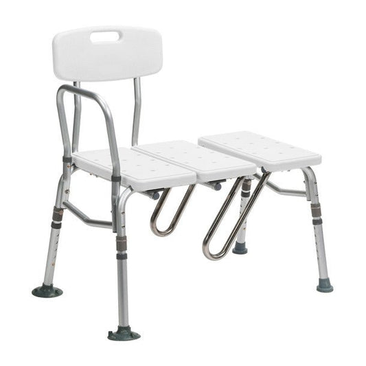 Drive Medical Splash Defense Transfer Bench W/ Curtain Guard U - shape Cut - out 16x28 Plastic Seat & Back, Revers, 1 Each, 12032KDR - A Medi Supplies