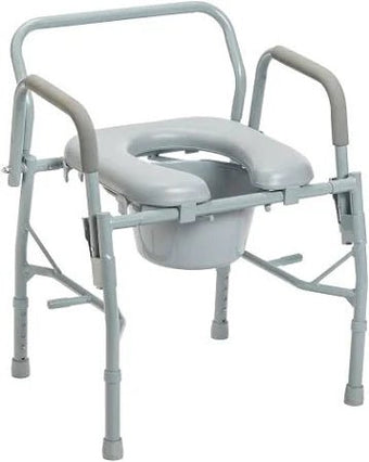 compare product Drive Medical Steel Drop Arm Bedside Commode with Padded Seat and Arms, 1 Each, 11125PSKD-1